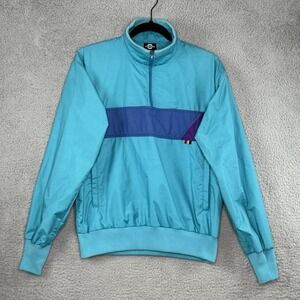 Vintage 80s Sunbuster 1/4 Zip Windbreaker Jacket Women's Large Teal Purple Retro